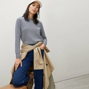 Everlane Organic Cotton Crewneck Sweater- Navy/White striped